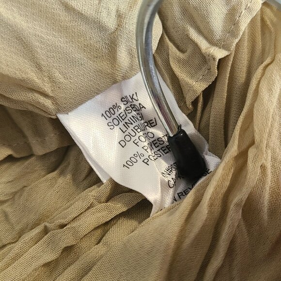 To the Max Green Silk Crinkle Dress Boho V-neck Midi Cottage Hippie Womens 6 - Picture 6 of 10